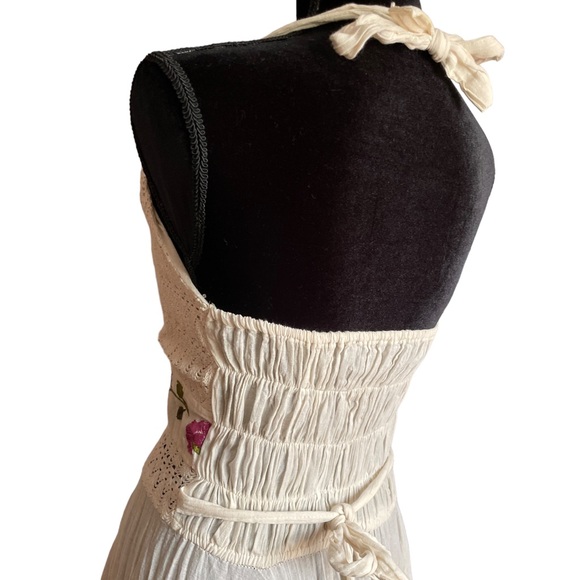 Y2K Fairy Garden Cotton Halter Dress with Flowers - Picture 10 of 10